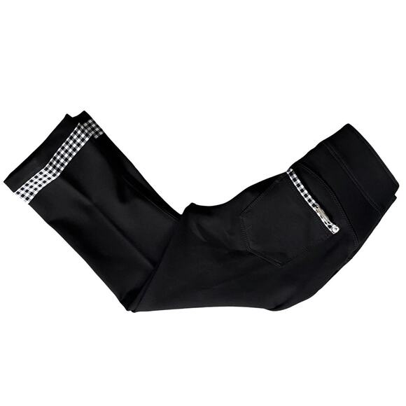 NYGARD LUXE SLIMS Capri Pants Size XS (2-4) Black Plaid Trim Stretch Pull-On EUC - Picture 6 of 7